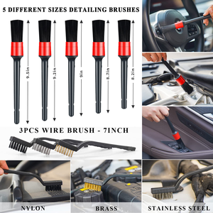 سيارة غسل كيت 23 قطعة الحفر لينة فرش الملف المرفق السيارات تفصيل فرشاة ل السجاد حصيرة عجلة مصبغة تنظيف - Product Image 3
