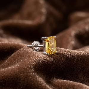 Large Order Custom Rectangle <b>Silver</b> <b>Stud</b> Earrings Common Citrine Minimalist Hypoallergenic Jewelry For Women - Product Image 3