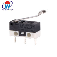 Mini micro-interrupteur 3 broches 3A, fonction marche/arrêt, possibilité de personnaliser les leviers de différentes formes, micro-interrupteurs pour souris