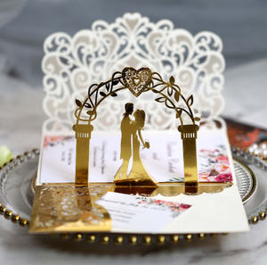 Laser évidé mariage mariée douche carte <span class=keywords><strong>de</strong></span> voeux amour carte d'invitation fiançailles carte d'invitation - Product Image 3