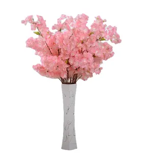 Ramas artificiales de flor de cerezo de color blanco y rosa de 110cm para centros de mesa de boda, jarrones altos de árbol de arco