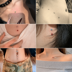 Bijou de <span class=keywords><strong>piercing</strong></span> microdermique en titane G23 plaqué or, ancre dermique à filetage interne avec zircon, idéal pour bijoux de corps de mariage - Product Image 2