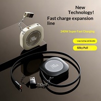 Chargeur de téléphone portable et d'ordinateur rétractable 4-en-1 Zowie ACU-171 240W, charge rapide 6A, câble USB Type-C de 1m pour imprimante, appareil photo, cadeau