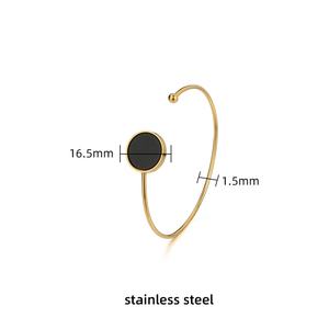 Brazalete Abierto de Ágata de Moda para Mujer, Chapado en Oro de 18K Vintage, Acero Inoxidable Impermeable con PVD de JUSTOP - Product Image 2