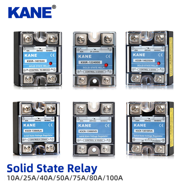 KANE SSR Relays SSR-10DA SSR-25DD  KSSR-40AA SCR-60LA SSR-80VD KSCR-100VA DC AC Miniature Single Phase Solid State Relay Module