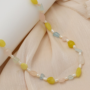ZOGXIN Pearl Natural Stone Bead Necklace Multicolor Geometric Design For Women Party Fashion Jewelry - Product Image 4