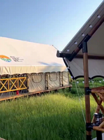 Tente de glamping de luxe en toile africaine PVC 5x9m avec une chambre et une salle de bain à vendre