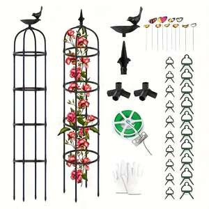 2 Pack Garden <b>Obelisk</b> Trellis for Climbing <b>Plants</b> Outdoor 6.6ft - 78", PE Coated Metal <b>Plant</b> Cages & Supports - Product Image 1