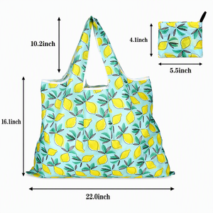 Sac de rangement pliable, sac fourre-tout à motif de dessin animé, sac de courses réutilisable, polyester 190T GRS léger, porte-clés, logo personnalisé, vente en gros - Product Image 2