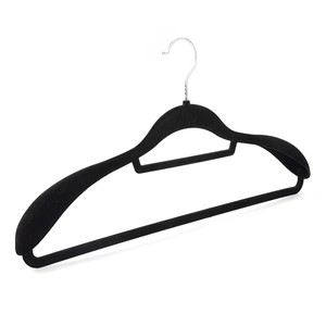 Nhung đen áo móc giá rẻ vai rộng không trượt với miếng đệm vai và xoay Móc bền tủ quần áo sử dụng - Product Image 1