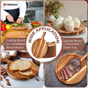 Planche à découper rectangulaire en bois avec poignée antidérapante, durable, lavable au lave-vaisselle, épaisseur 2,0 cm, pour servir steak, pizza, cupcakes - Product Image 6