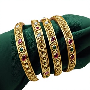 Exclusive Premium Quality Brass Gold Plated Moissanite Four Set Of Bangles For Women & Girls For Wedding Wear Collection - Product Image 2