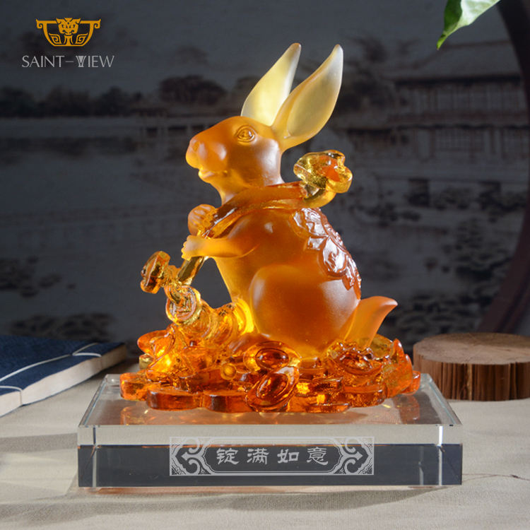 SAINT-VIEW Fengshui Crystal Rabbit Present Gift Statue Decor Factory Wholesale Crystal Figurine