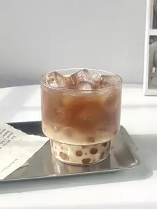 耐熱ガラスムースカップアイスパーソナライズされたアイスクリームカップガラスガラスボウル付きの素敵なアイスクリームカップ