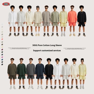 Ensemble de sport en jersey 100 % coton pour homme, collection Printemps-Automne 2026, couleur unie, taille plus, style jeune et tendance - Product Image 3