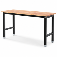 Banc de travail en bois massif robuste pour usage industriel, avec structure en acier et pieds réglables