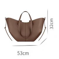 Sac fourre-tout en cuir de vachette de couleur unie pour femmes YueXie avec fermeture ouverte pour la plage, les voyages, les courses et l'usage quotidien