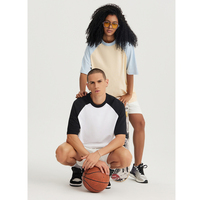 Nouveau T-shirt de baseball en coton tricoté épais 240g 100% coton, manches raglan contrastées, respirant, séchage rapide, anti-UV, haute qualité pour homme