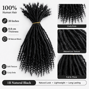 Extensions <span class=keywords><strong>de</strong></span> dreadlocks Sisterlocs 100% <span class=keywords><strong>cheveux</strong></span> humains, boucles aux extrémités, couleur noire naturelle 1B, texture douce, dreadlocks faites à la main - Product Image 2