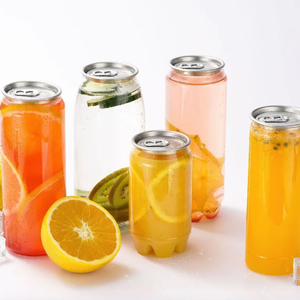 Multi Capacity Pet Clear Plastic Cans For Milk Tea Or Juice With Aluminum Easy Open Lid