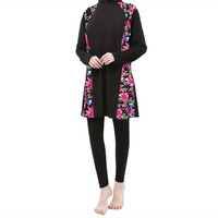 Xuanlang Hijab pour femmes personnalisé manches longues pantalon modeste maillot de bain maillot de bain 2 pièces entièrement couvert vêtements de natation islamique maillot de bain