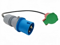 Câble de 0,35 m, adaptateur 16 ampères vers 16 ampères, prise CEE 3 broches vers prise Danoise, GX01K-1