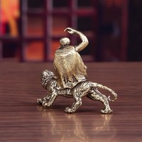 Figurine d'arhat en cuivre pur, style antique, style zen chinois, décoration de bureau, mini-statue pour le bureau