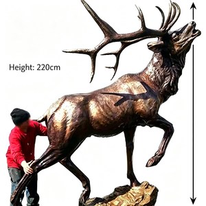 Scultura in bronzo a grandezza naturale di alce per esterni, statua da giardino rustica stile western, produttore all'ingrosso, trofeo, <span class=keywords><strong>arte</strong></span> <span class=keywords><strong>della</strong></span> fauna selvatica - Product Image 1