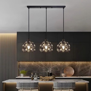Lustre LED simple en fer doré et cristal, style nordique moderne, pour chambre, <span class=keywords><strong>chevet</strong></span>, couloir, salle à manger, bar - Product Image 4