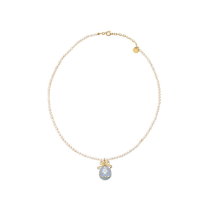 Collier de perles avec pendentif œuf bleu plaqué or en acier inoxydable 316L, design durable - Product Image 2