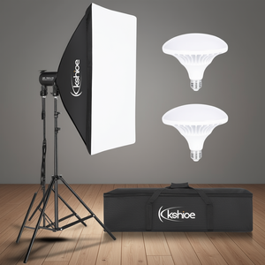 ชุดไฟซอฟท์บ็อกซ์ Kshioe ขนาด 20 x 27 นิ้ว ขั้วหลอด E27 อุปกรณ์สตูดิโอถ่ายภาพแบบพกพาทำจากอะลูมิเนียม พร้อมหลอดไฟ - Product Image 2