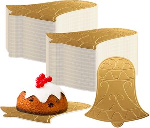 Mini tableros de pastel Golden Mousse Cake Boards Grease Proof Christmas Bell Boards para Mini Cake Bases Cupcake Platos de papel - Product Image 1