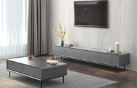 Meuble TV Simple de taille salon, meuble de sol nordique en noyer noir, meuble TV, table basse
