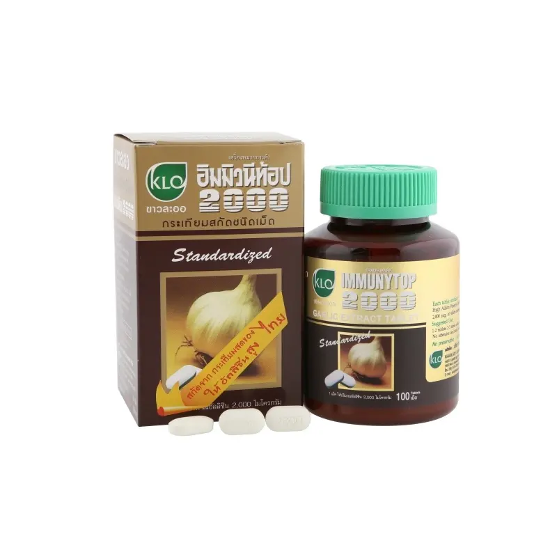 Pemasok perawatan kesehatan ekstrak tanaman khazaor merek ekstrak bawang putih terbaik 2000 kemasan 100 tablet per kotak buatan thaidan
