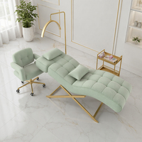 Lit de luxe pour extensions de cils avec chaise, ensemble complet, hauteur réglable, design ergonomique incurvé, pour salon de beauté et studio, en cuir PU