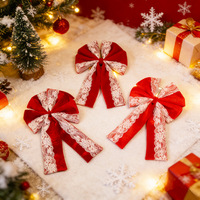 Décoration de Noël de style européen, nœud en dentelle, fleur, ornement festif en tissu à suspendre à la porte pour fêtes d'enfants et d'adultes