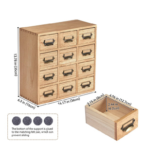 Organisateur de tiroirs rectangulaire en bois, <span class=keywords><strong>meuble</strong></span> de <span class=keywords><strong>rangement</strong></span> de bureau classique fait main, 12 tiroirs pour l'organisation de la maison et du bureau, poignées métalliques - Product Image 4