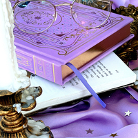 Carnet de notes de luxe violet gaufré à couverture rigide pour cadeau, lecture, écriture, esthétique vintage, décoratif
