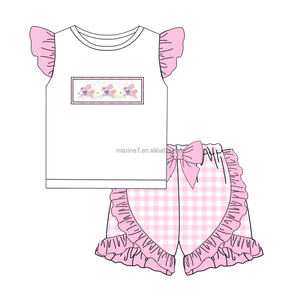 Детская одежда с вышивкой пасхального кролика, детская одежда для девочек, оптовая продажа - Product Image 2