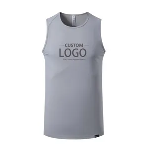 Custom Logo Sport Fitness Bodybuilding Tee Gym O Nek Tank Tops Compressie Spier Slim Fit Workout Mouwloze T-Shirt Voor Mannen