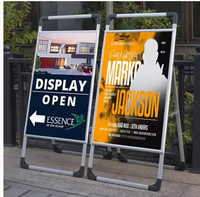 Panneau publicitaire pliable double face en forme de A, robuste, avec glissière latérale, pour l'affichage d'affiches publicitaires