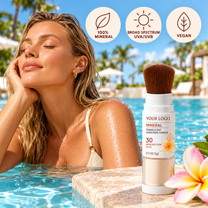 Nouvelle Poudre Fixatrice Solaire 2-en-1 avec Brosse Portable – Flacon Applicateur pour Retouches en Déplacement – Protection Solaire Minérale SPF 30 - Product Image 5