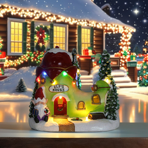 Adorno de resina de Casa de elfo LED de color personalizable, decoración de mesa hecha a mano para vacaciones de Navidad, suministro de <span class=keywords><strong>regalo</strong></span> de calidad - Product Image 4