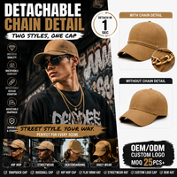 Gorra de Béisbol Snapback Personalizada con Bordado 3D de Letras en Relieve, Estilo Hip Hop, Visera Plana y Cadena Decorativa, OEM, MOQ Bajo