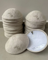 Kippa en lin personnalisée avec logo imprimé numériquement pour Bar Mitzvah, couvre-chef juif respirant à 4 panneaux toutes saisons, vente en gros