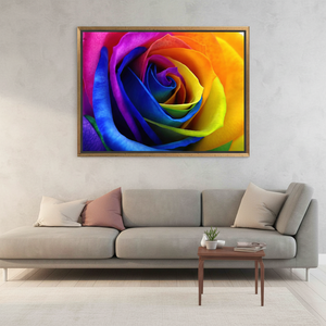 Elegant Floral Canvas Print: Rainbow Rose Art for Home Decor,<b>GOLD</b> <b>FRAMED</b> CANVAS - Product Image 3