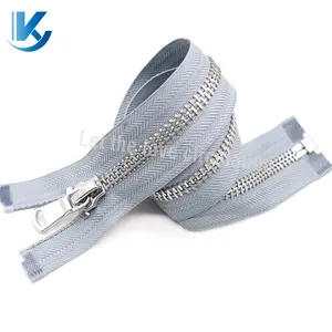 High quality 8# metal zipper open end jacket metal zipper shiny silver zipper