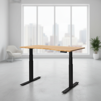 Bureau informatique surélevé en panneaux de bois sur mesure, extensible et convertible, réglable en hauteur à double moteur, moderne, pour bureau à domicile