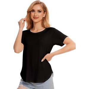 Hauts de pyjama personnalisés pour femmes, manches courtes, col rond, t-shirt de nuit, coupe confortable pour l'été - Product Image 2