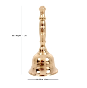 Handcrafted Traditional Brass Hand Bell for Temple Pooja Prayer Tabletop Wedding & Diwali Home Decor - Product Image 2